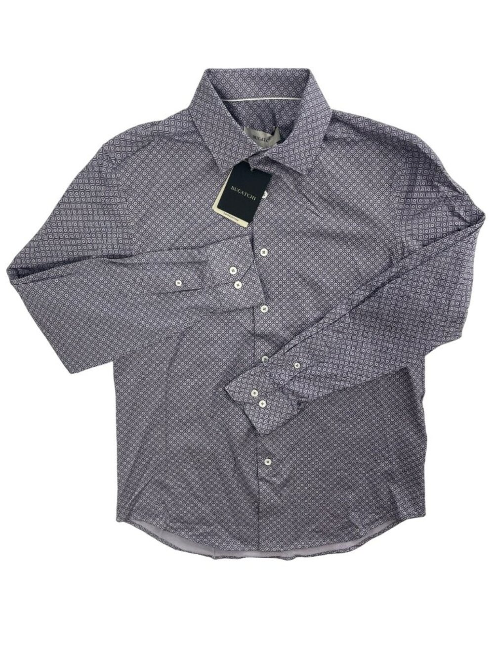 Bugatchi OoohCotton Printed Button-Up Shirt Eggplant Purple Men's Size M $199NWT
